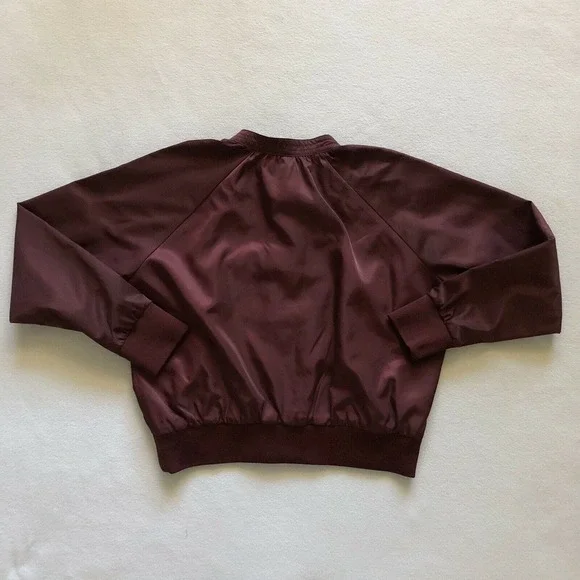 Free People Women Satin Midnight Bomber Full Zip Jacket Maroon Burgundy Red S - Picture 8 of 12